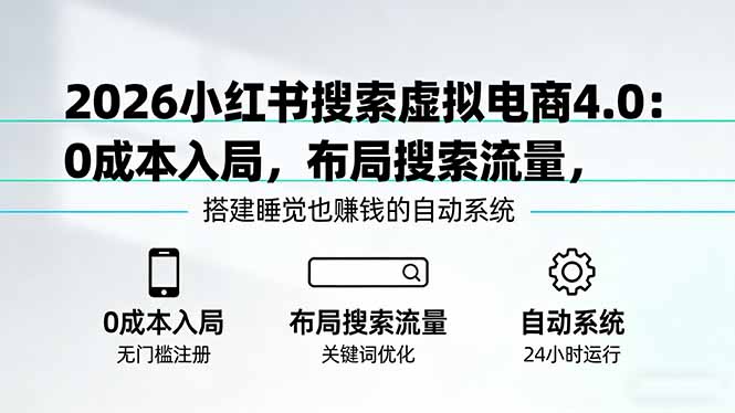 2026小红书搜索虚拟电商4.0：0成本入局，布局搜索流量，搭建睡觉也赚钱的自动系统客创社区-专注互联网轻资产资源整合与分享客创社区-专注互联网轻资产资源整合与分享