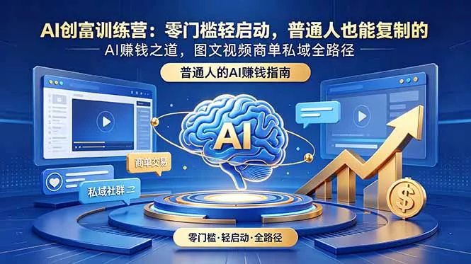 AI创富训练营：零门槛轻启动，普通人也能复制的AI赚钱之道，图文视频商单私域全路径客创社区-专注互联网轻资产资源整合与分享客创社区-专注互联网轻资产资源整合与分享