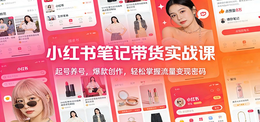 小红书笔记带货实战课：起号养号，爆款创作，轻松掌握流量变现密码客创社区-专注互联网轻资产资源整合与分享客创社区-专注互联网轻资产资源整合与分享