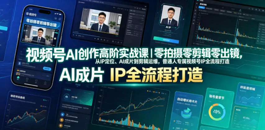 视频号AI创作高阶实战课｜零拍摄零剪辑零出镜，从IP定位、AI成片到剪辑运维，普通人专属视频号IP全流程打造客创社区-专注互联网轻资产资源整合与分享客创社区-专注互联网轻资产资源整合与分享