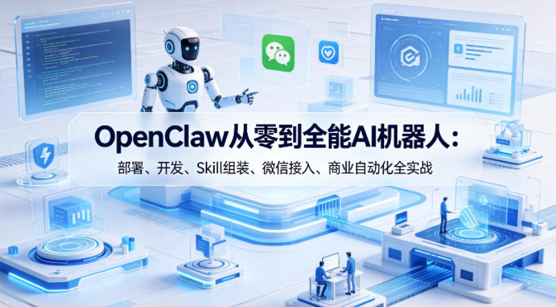 OpenClaw从零到全能AI机器人：部署、开发、Skill组装、微信接入、商业自动化全实战客创社区-专注互联网轻资产资源整合与分享客创社区-专注互联网轻资产资源整合与分享