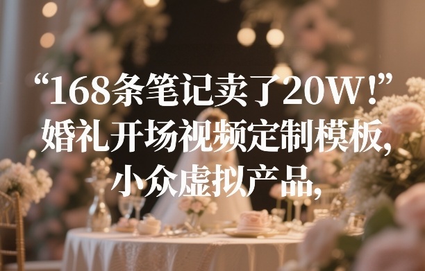 168条笔记卖了20W！婚礼开场视频定制模板，小众虚拟产品-云动网创-专注网络创业项目推广与实战，致力于打造一个高质量的网络创业搞钱圈子。