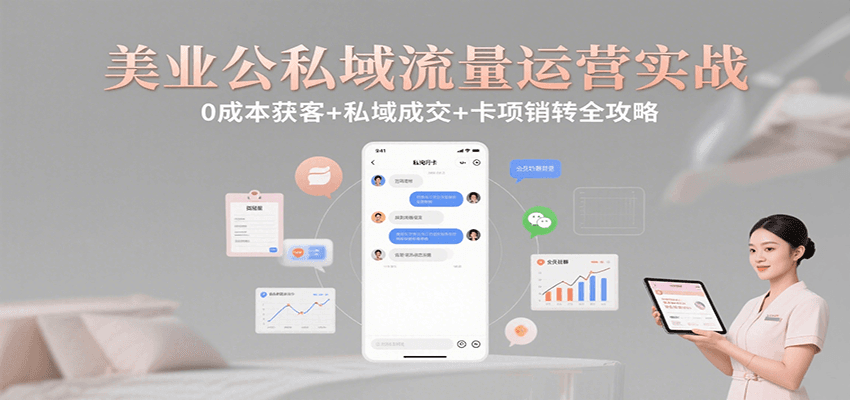 美业公私域流量运营实战：0成本获客+私域成交+卡项销转全攻略-客创社 - 专注互联网轻资产创业及网络项目资源整合与分享客创社-免费且强大的项目分享网站！