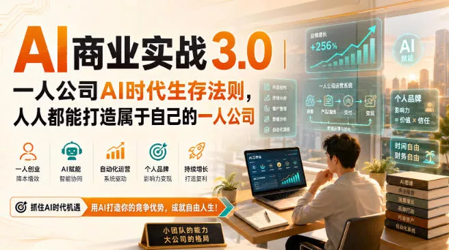 AI商业实战3.0｜一人公司AI时代生存法则，人人都能打造属于自己的一人公司 《鱼见海科技》-鱼见海资源网-免费PHP网站源码模板,插件软件网创AI智能体资源分享平台！