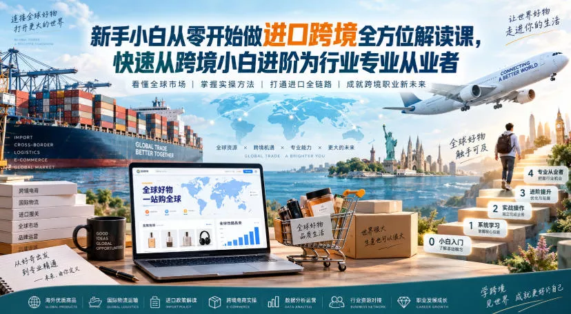 新手小白从零开始做进口跨境全方位解读课，快速从跨境小白进阶为行业专业从业者客创社区-专注互联网轻资产资源整合与分享客创社区-专注互联网轻资产资源整合与分享