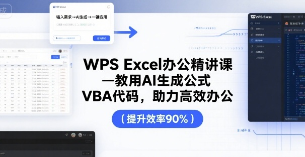 WPS Excel办公精讲课，教用 AI 生成公式，VBA 代码，助力高效办公-客创社 - 专注互联网轻资产创业及网络项目资源整合与分享客创社-免费且强大的项目分享网站！