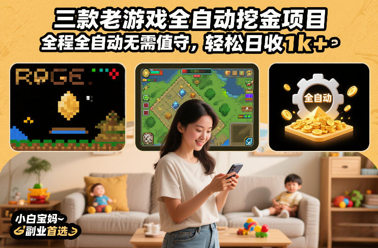三款老游戏全自动挖金项目，全程全自动无需值守，轻松日收1k+，小白宝妈副业首选【揭秘】客创社区-专注互联网轻资产资源整合与分享客创社区-专注互联网轻资产资源整合与分享