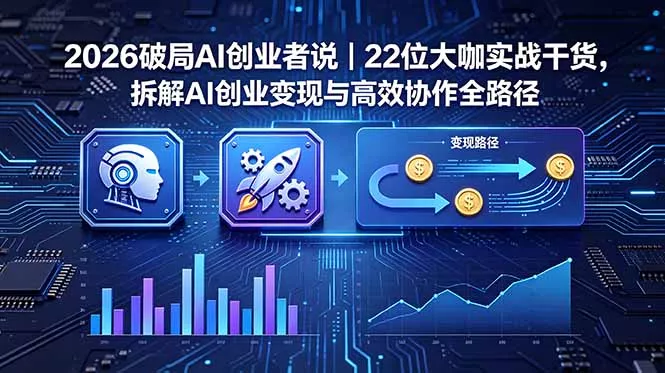 2026 破局 AI 创业者说｜22 位大咖实战干货，拆解 AI 创业变现与高效协作全路径主用 -、辅助 +中赚AI网