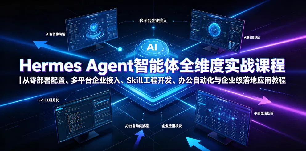 Hermes Agent智能体全维度实战课程｜从零部署配置、多平台企业接入、Skill工程开发、办公自动化与企业级落地应用教程星享资源网星享资源网