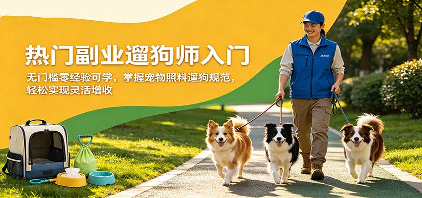 热门副业遛狗师入门，无门槛零经验可学，掌握宠物照料遛狗规范，轻松实现灵活增收客创社区-专注互联网轻资产资源整合与分享客创社区-专注互联网轻资产资源整合与分享