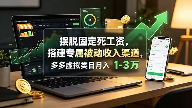 摆脱固定死工资，搭建专属被动收入渠道，多多虚拟类目月入 1-3 万客创社区-专注互联网轻资产资源整合与分享客创社区-专注互联网轻资产资源整合与分享