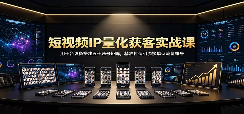 短视频IP量化获客实战课：用十台设备搭建五十账号矩阵，精准打造引流接单型流量账号星享资源网星享资源网