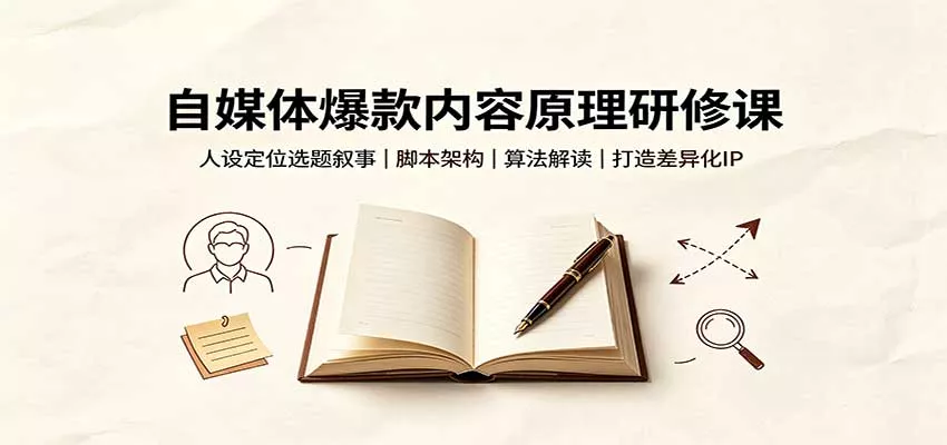 自媒体爆款内容原理研修课：人设定位选题叙事，脚本架构，算法解读打造差异化IP客创社区-专注互联网轻资产资源整合与分享客创社区-专注互联网轻资产资源整合与分享