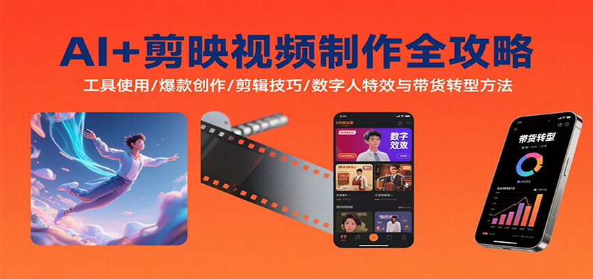 AI+剪映视频制作全攻略：工具使用/爆款创作/剪辑技巧/数字人特效与带货转型方法-客创社 - 专注互联网轻资产创业及网络项目资源整合与分享客创社-免费且强大的项目分享网站！