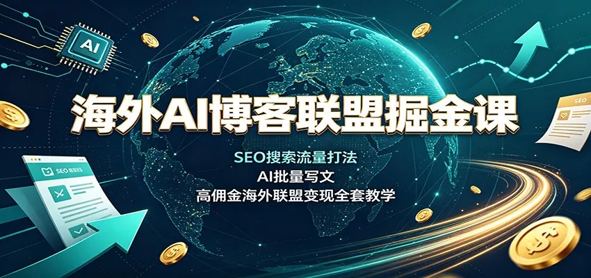海外AI博客联盟掘金课：SEO搜索流量打法，AI批量写文，高佣金海外联盟变现全套教学星享资源网星享资源网