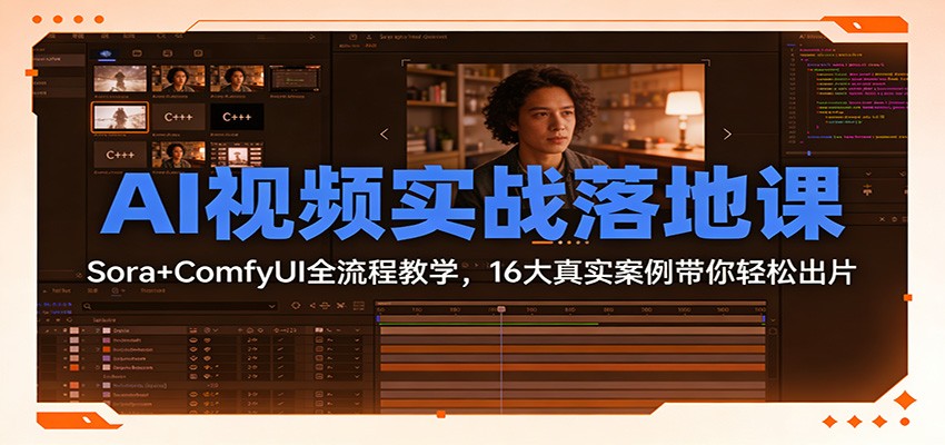AI视频实战落地课：Sora+ComfyUI全流程教学，16大真实案例带你轻松出片客创社区-专注互联网轻资产资源整合与分享客创社区-专注互联网轻资产资源整合与分享