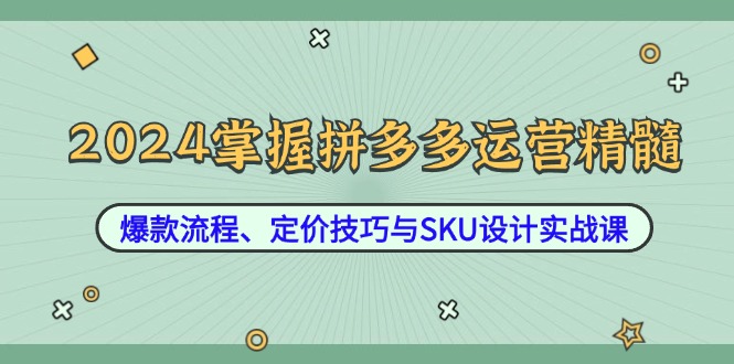 2024掌握拼多多运营精髓：爆款流程、定价技巧与SKU设计实战课客创社 - 专注互联网轻资产创业及网络项目资源整合与分享客创社 - 专注互联网轻资产创业及网络项目资源整合与分享