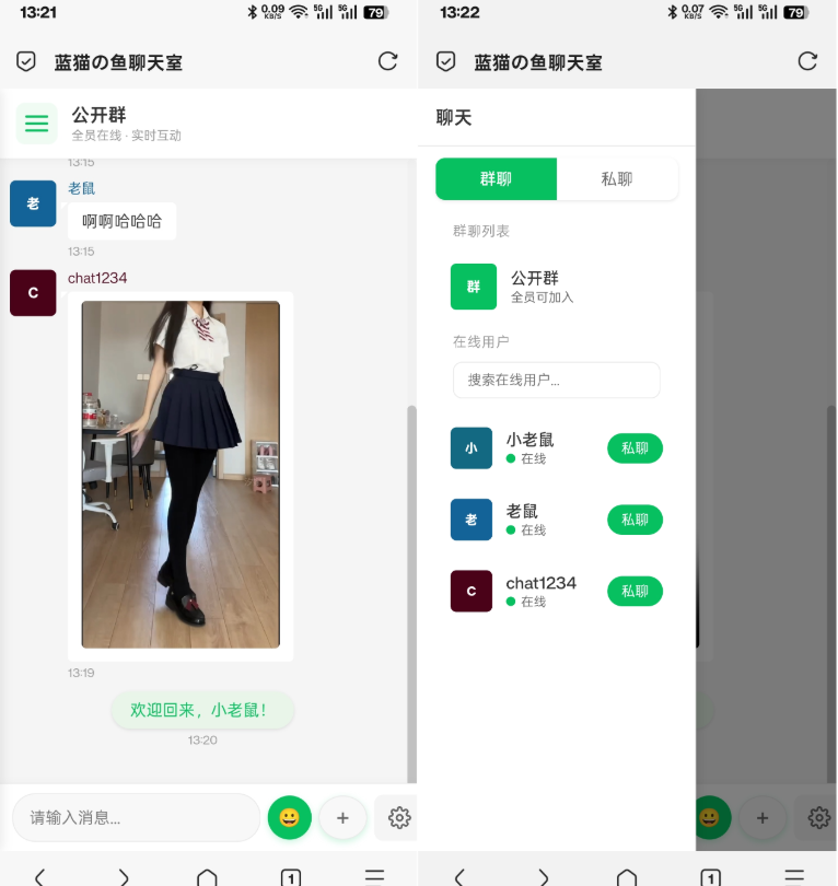 PHP实时消息聊天室源码 聊天APP源码 H5网页聊天室 PHP+WebSocket主用 -、辅助 +中赚资源