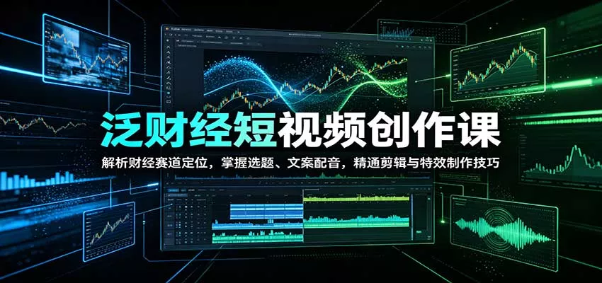 泛财经短视频创作课：解析财经赛道定位，掌握选题、文案配音，精通剪辑与特效制作技巧 《鱼见海科技》-鱼见海资源网-免费PHP网站源码模板,插件软件网创AI智能体资源分享平台！