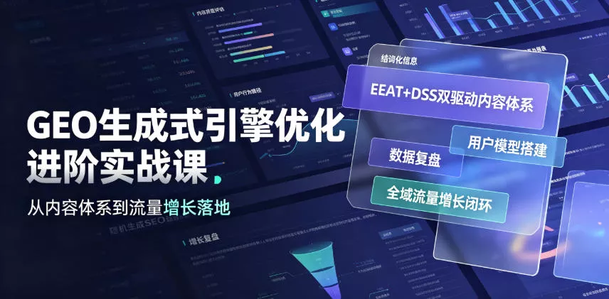 GEO生成式引擎优化进阶实战课｜EEAT+DSS双驱动内容体系、用户模型搭建、数据复盘、全域流量增长闭环落地教程-软件百科