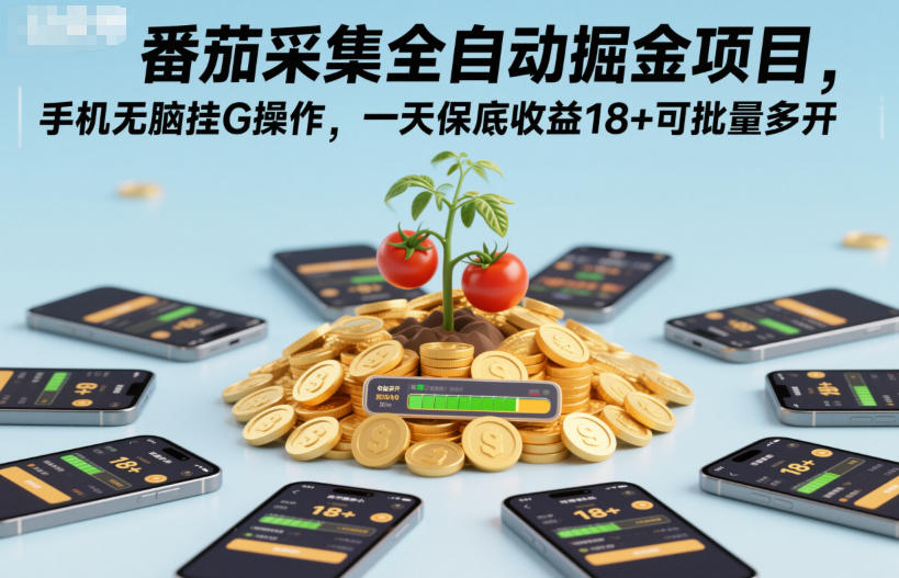 番茄采集全自动掘金项目，手机无脑挂G操作，一天保底收益18+可批量多开【揭秘】客创社区-专注互联网轻资产资源整合与分享客创社区-专注互联网轻资产资源整合与分享