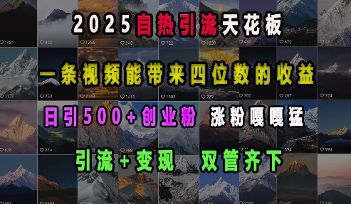 2025自热引流天花板，一条视频能带来四位数的收益，引流+变现双管齐下，日引500+创业粉，涨粉嘎嘎猛客创社 - 专注互联网轻资产创业及网络项目资源整合与分享客创社 - 专注互联网轻资产创业及网络项目资源整合与分享