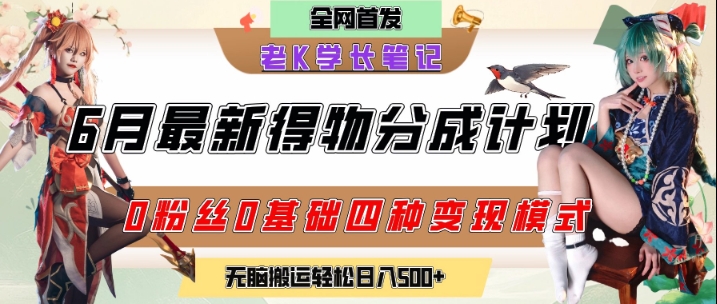6月份最新得物创作者分成计划2.0玩法，0粉丝0基础四种模式变现，从隐蔽渠道无脑搬运，日入2张-客创社 - 专注互联网轻资产创业及网络项目资源整合与分享客创社-免费且强大的项目分享网站！