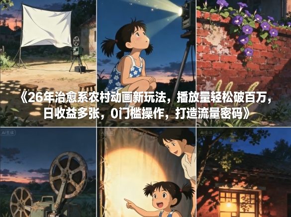 26年治愈系农村动画新玩法，播放量轻松破百万，日收益多张，0门槛操作，打造流量密码客创社区-专注互联网轻资产资源整合与分享客创社区-专注互联网轻资产资源整合与分享