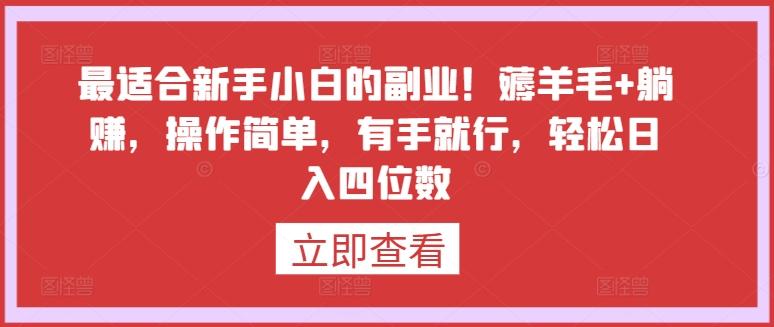 最适合新手小白的副业！薅羊毛+躺赚，操作简单，有手就行，轻松日入四位数【揭秘】客创社 - 专注互联网轻资产创业及网络项目资源整合与分享客创社 - 专注互联网轻资产创业及网络项目资源整合与分享