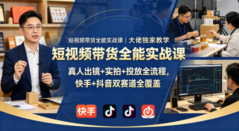 短视频带货全能实战课｜大佬独家教学，真人出镜+实拍+投放全流程，快手+抖音双赛道全覆盖客创社区-专注互联网轻资产资源整合与分享客创社区-专注互联网轻资产资源整合与分享