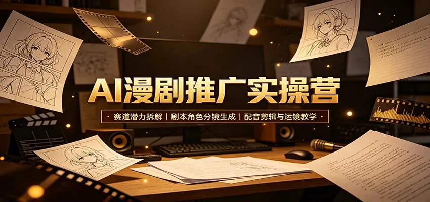 AI漫剧推广实操营：赛道潜力拆解，剧本角色分镜生成，配音剪辑与运镜教学星享资源网星享资源网