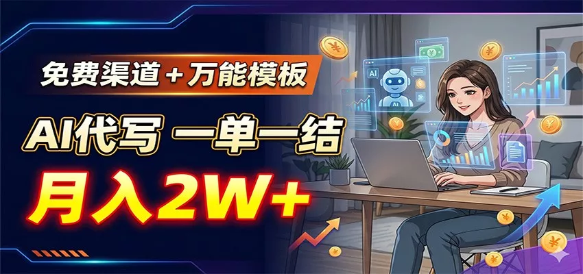 免费渠道+万能模板，AI代写一单一结，月入2W+客创社区-专注互联网轻资产资源整合与分享客创社区-专注互联网轻资产资源整合与分享