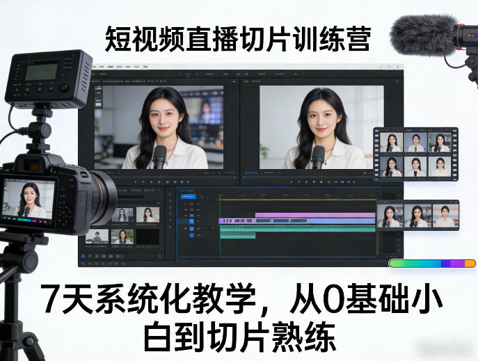 短视频直播切片训练营，7天系统化教学，从0基础小白到切片熟练客创社区-专注互联网轻资产资源整合与分享客创社区-专注互联网轻资产资源整合与分享