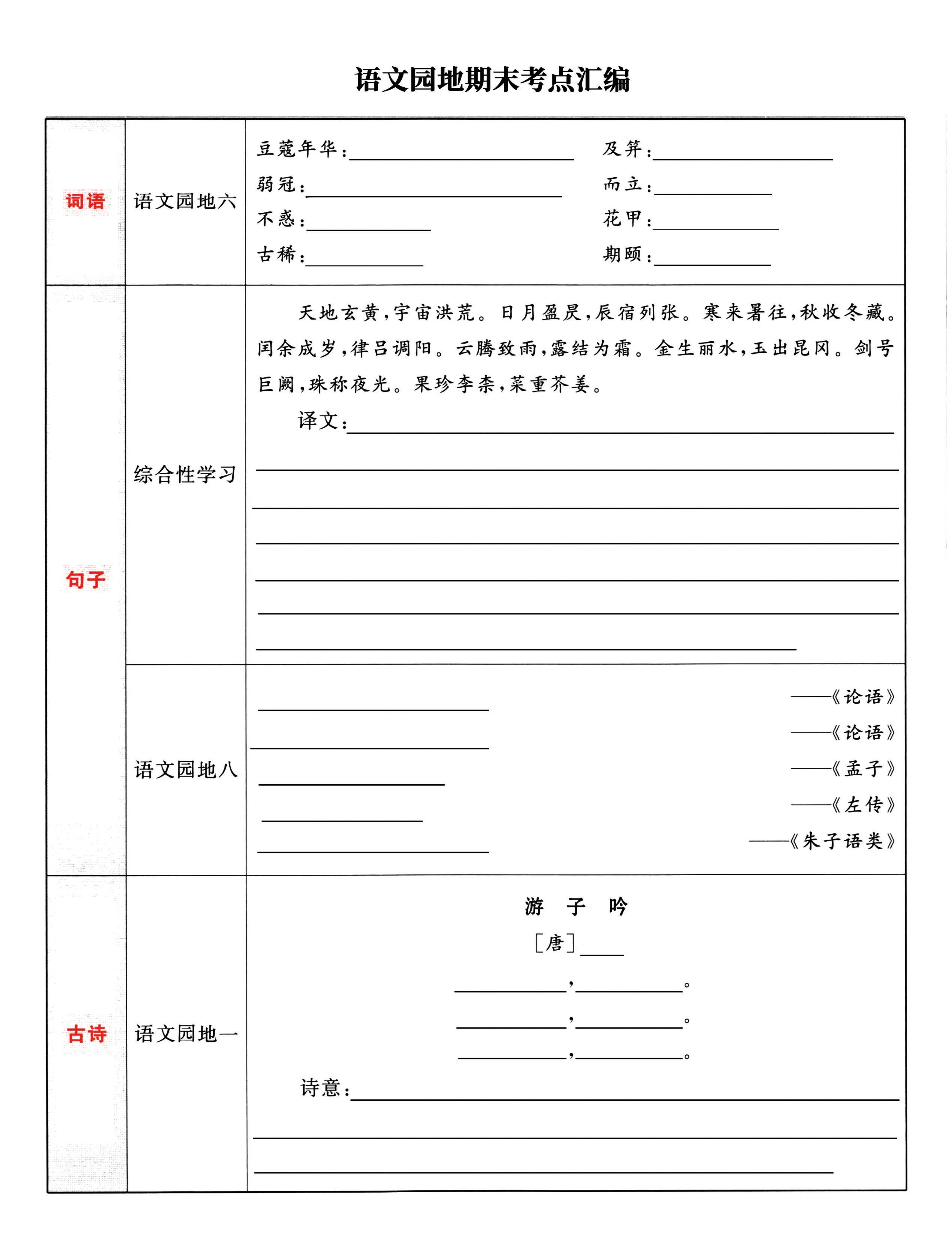 五下语文《语文园地》期末考点汇编，附配套习题和默写集训-客创社 - 专注互联网轻资产创业及网络项目资源整合与分享客创社-免费且强大的项目分享网站！