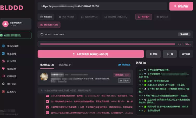 哔哩哔哩b站视频最新下载工具,支持合集下载,字幕、声音下载,BLDDD 哔哩哔哩b站视频最新下载工具,支持合集下载,字幕、声音下载,BL
