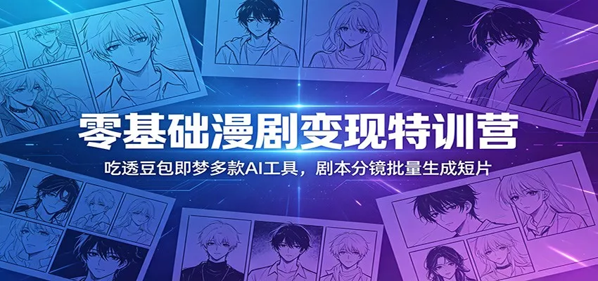 零基础漫剧变现特训营：玩转豆包即梦多款AI工具，剧本分镜批量生成短片-鱼见海资源网-免费PHP网站源码模板,插件软件网创AI智能体资源分享平台！