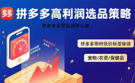 拼多多选品暴利技术实战课，拼多多高利润选品策略，拼多多限时低价标签秘诀-客创社 - 专注互联网轻资产创业及网络项目资源整合与分享客创社-免费且强大的项目分享网站！