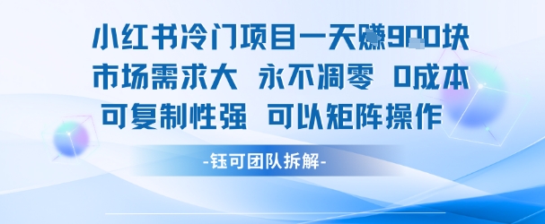 小红书冷门项目一天收益9张，市场需求大，0成本，可复制性强可以矩阵操作-客创社 - 专注互联网轻资产创业及网络项目资源整合与分享客创社-免费且强大的项目分享网站！