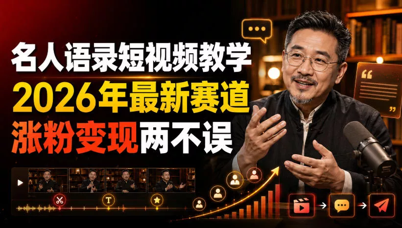 名人语录短视频教学，2026年最新赛道，涨粉变现两不误星享资源网星享资源网