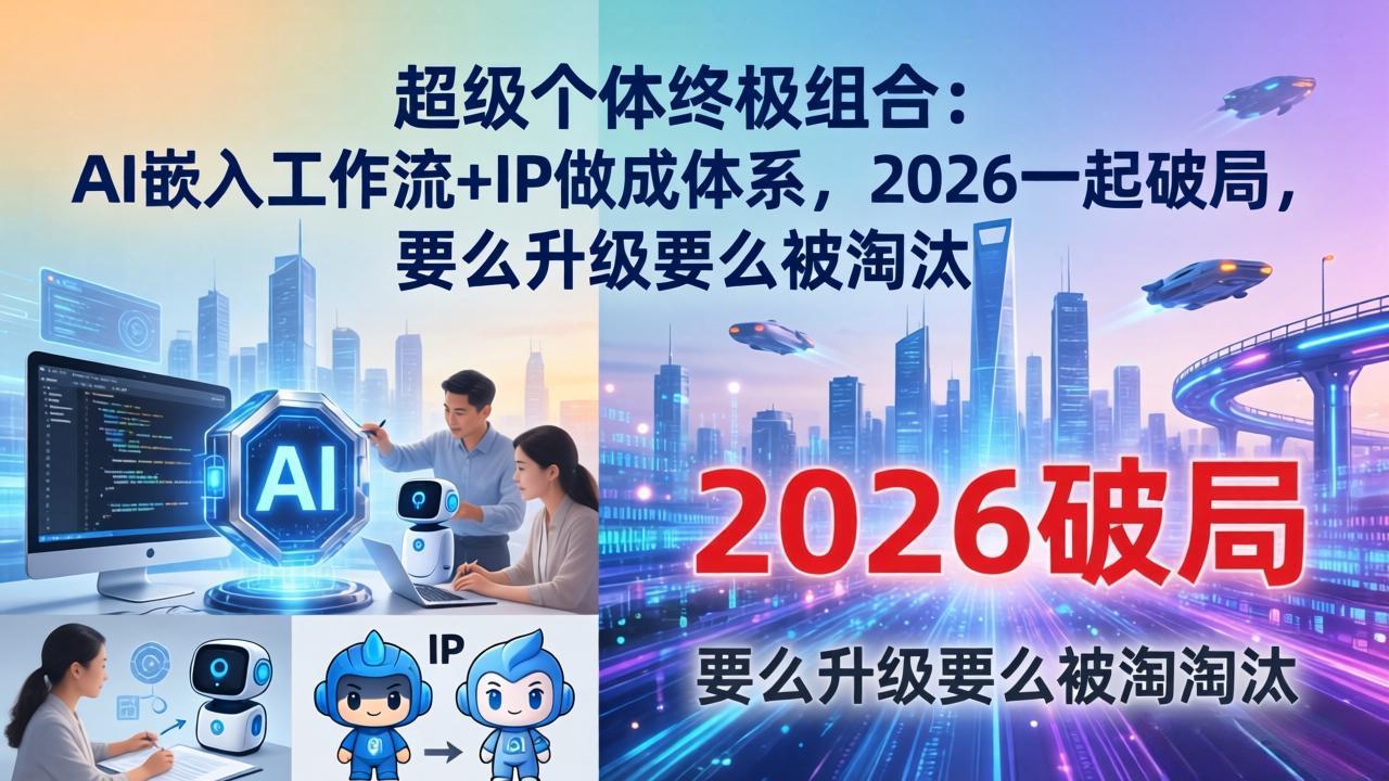超级个体终极组合：AI嵌入工作流+IP做成体系，2026一起破局，要么升级要么被淘汰客创社区-专注互联网轻资产资源整合与分享客创社区-专注互联网轻资产资源整合与分享
