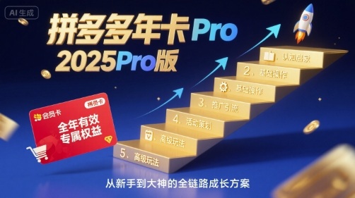 拼多多年卡2025Pro版，五大板块从认知到基础、从推广到活动、从活动到玩法-客创社 - 专注互联网轻资产创业及网络项目资源整合与分享客创社-免费且强大的项目分享网站！