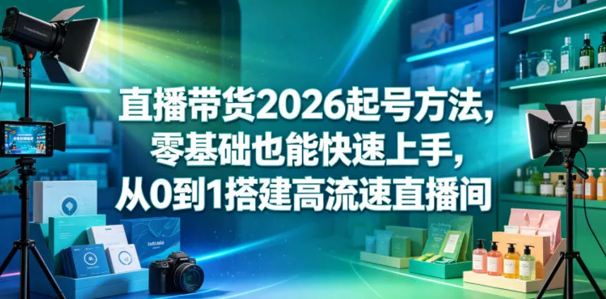 直播带货2026起号方法，零基础也能快速上手，从0到1搭建高流速直播间客创社区-专注互联网轻资产资源整合与分享客创社区-专注互联网轻资产资源整合与分享