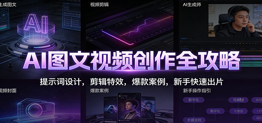 AI图文视频创作全攻略：提示词设计，剪辑特效，爆款案例，新手快速出片客创社区-专注互联网轻资产资源整合与分享客创社区-专注互联网轻资产资源整合与分享