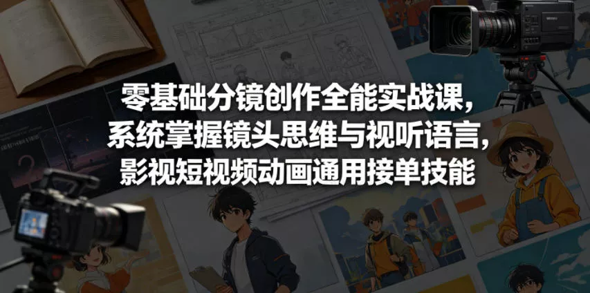 零基础分镜创作全能实战课，系统掌握镜头思维与视听语言，影视短视频动画通用接单技能 《鱼见海科技》-鱼见海资源网-免费PHP网站源码模板,插件软件网创AI智能体资源分享平台！