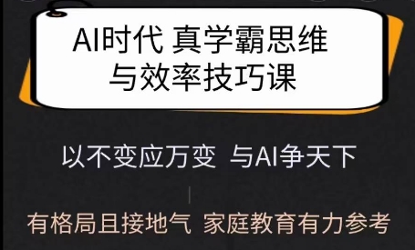 Ai时代真学霸思维与学习方法课，有格局且接地气，家庭教育有力参考客创社 - 专注互联网轻资产创业及网络项目资源整合与分享客创社 - 专注互联网轻资产创业及网络项目资源整合与分享