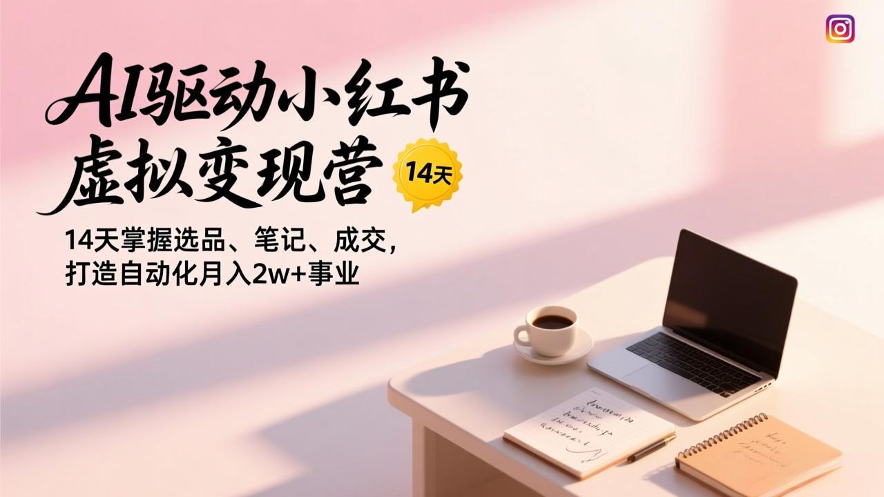 AI驱动小红书虚拟变现营，14天掌握选品、笔记、成交，打造自动化月入2w+事业客创社区-专注互联网轻资产资源整合与分享客创社区-专注互联网轻资产资源整合与分享