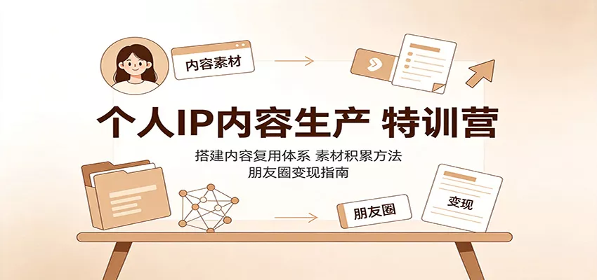 个人IP内容生产特训营：搭建内容复用体系，素材积累方法，朋友圈变现指南星享资源网星享资源网