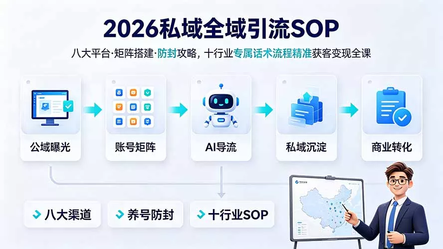 2026私域全域引流SOP｜八大平台·矩阵搭建·防封攻略，十行业专属话术流程精准获客变现全课-软件百科