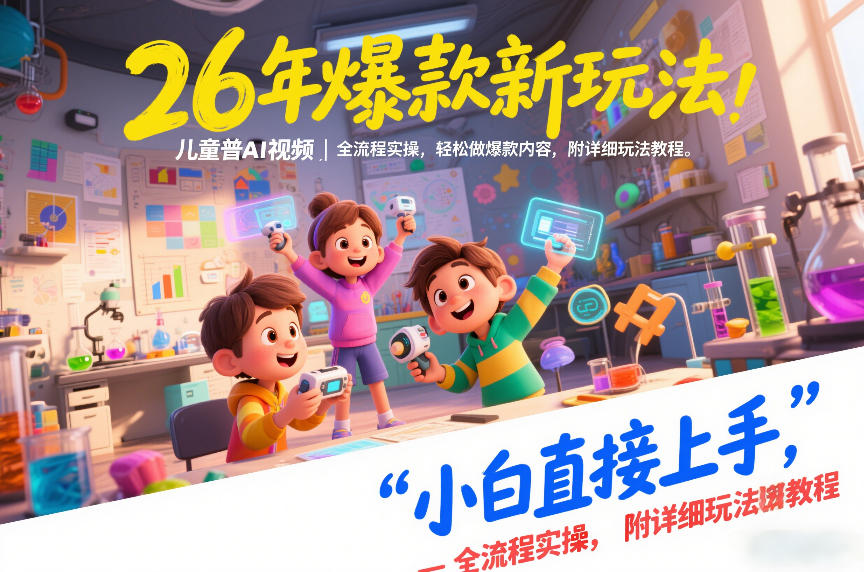 26年爆款新玩法，儿童科普AI视频，全流程实操，轻松做爆款内容，小白直接上手，附详细玩法教程客创社区-专注互联网轻资产资源整合与分享客创社区-专注互联网轻资产资源整合与分享