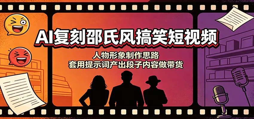 AI复刻邵氏风搞笑短视频：人物形象制作思路，套用提示词产出段子内容做带货 《鱼见海科技》-鱼见海资源网-免费PHP网站源码模板,插件软件网创AI智能体资源分享平台！
